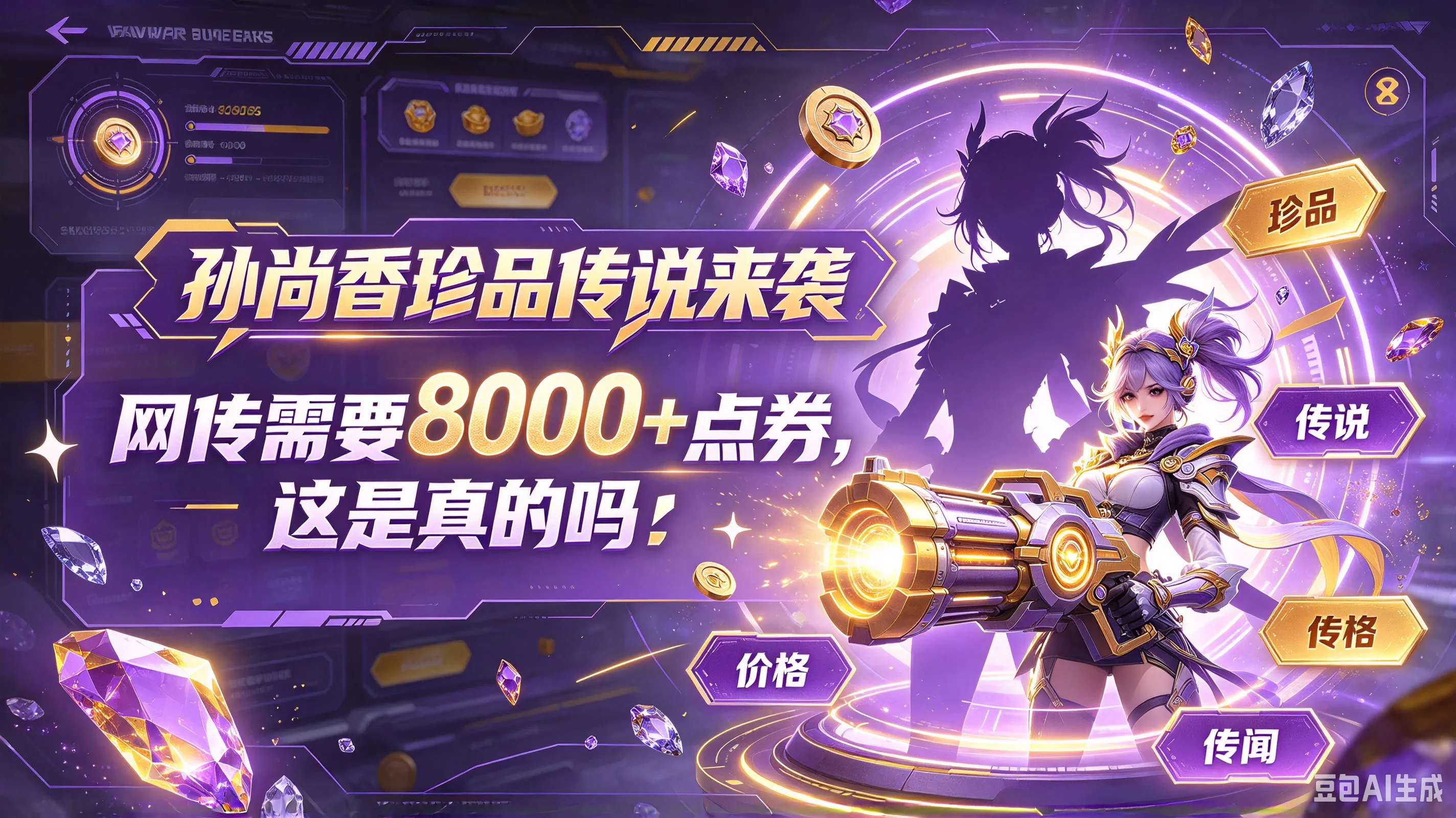 王者荣耀：孙尚香珍品传说来袭，网传需要8000+点券，这是真的吗