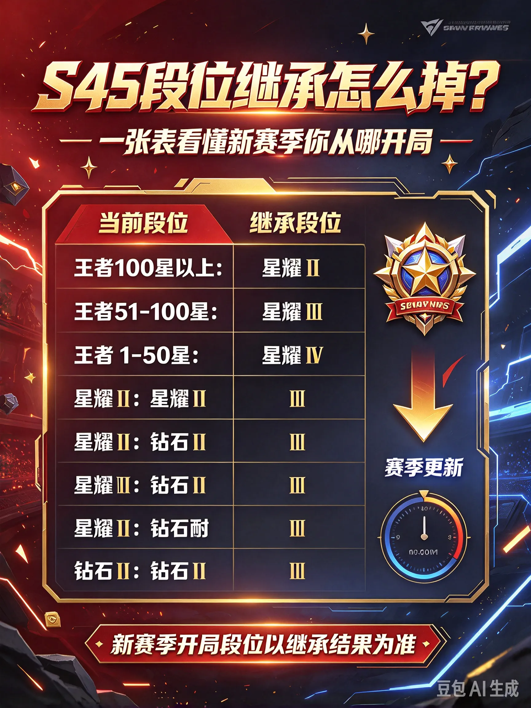 S45段位继承怎么掉？一张表看懂新赛季你从哪开局