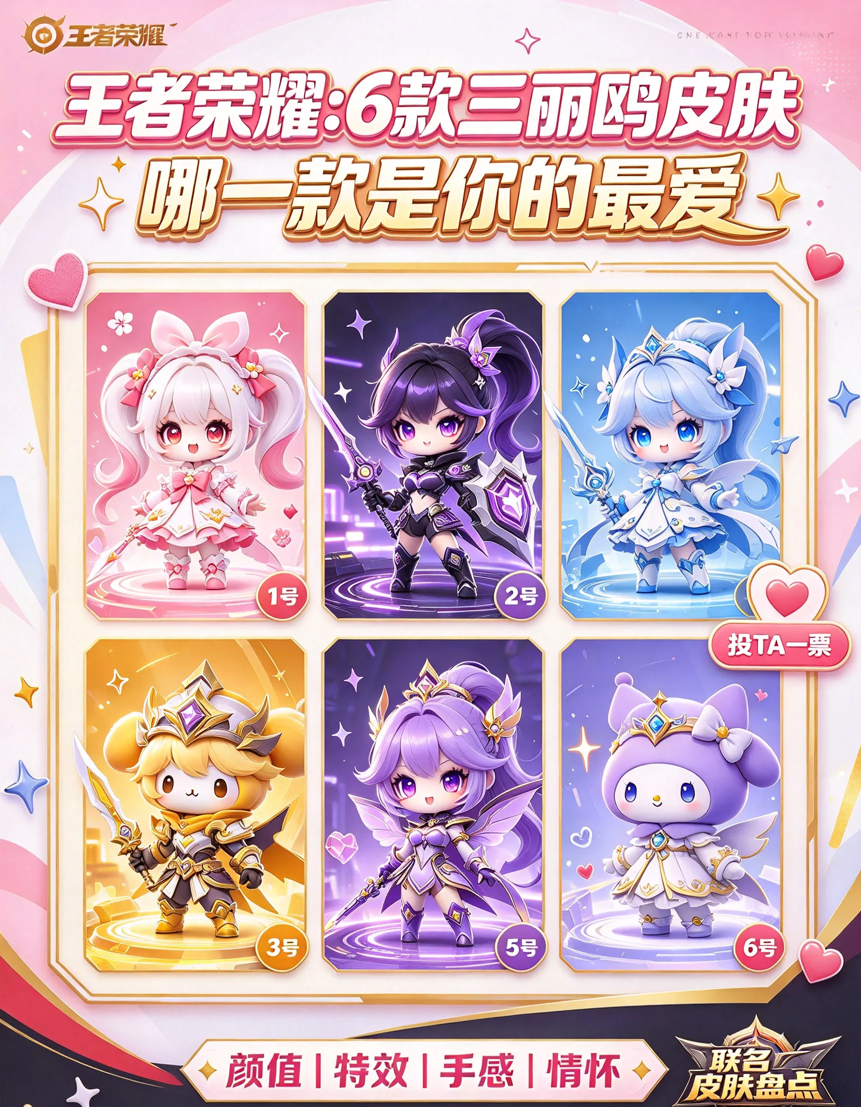 王者荣耀×三丽鸥6款联动皮肤盘点：从48碎片白嫖到800元无双，哪款是你的最爱？