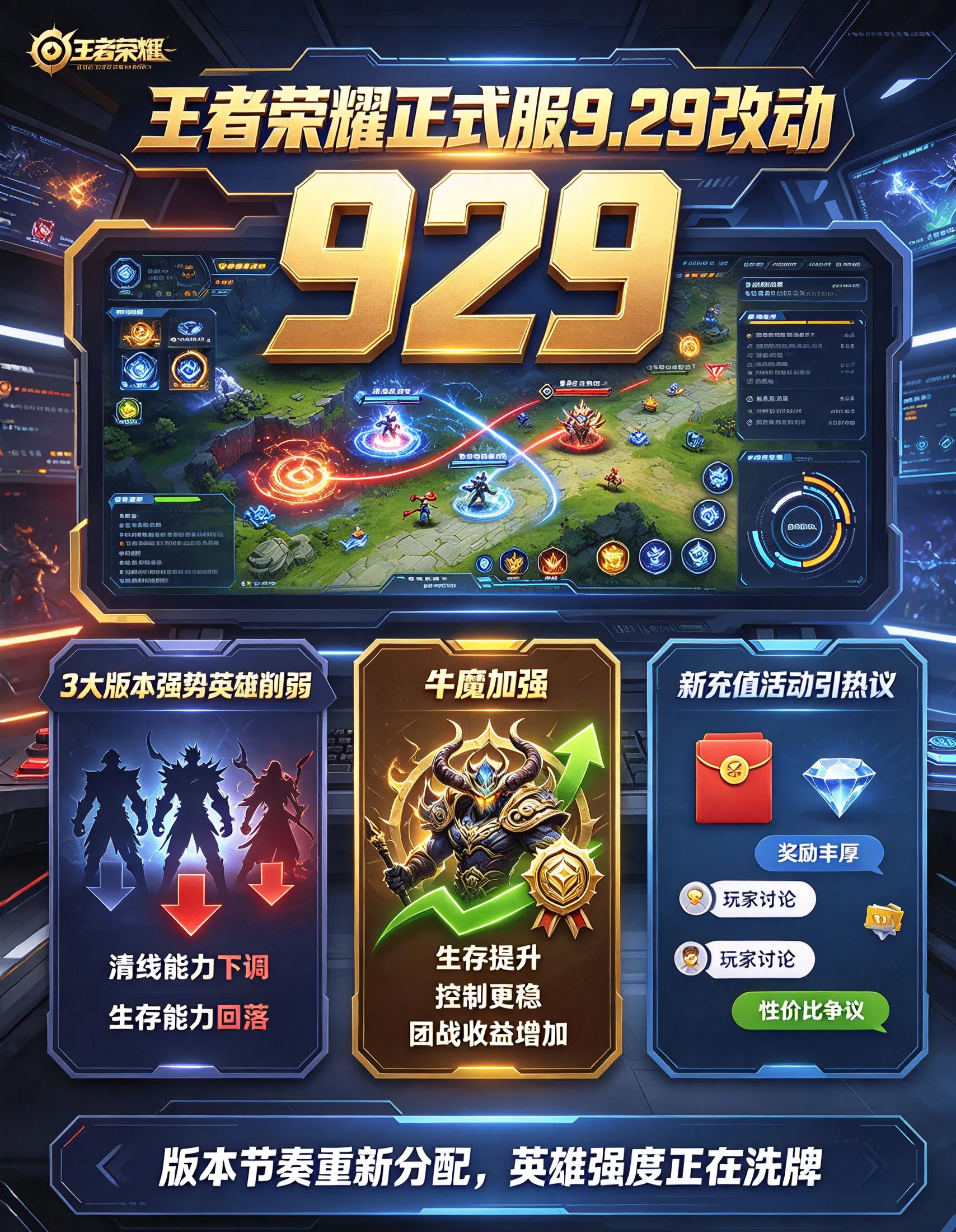 王者荣耀9.29版本更新全解析:三大T0恶霸遭削弱,牛魔重做